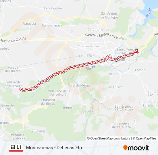 Mapa de L1 de autobús