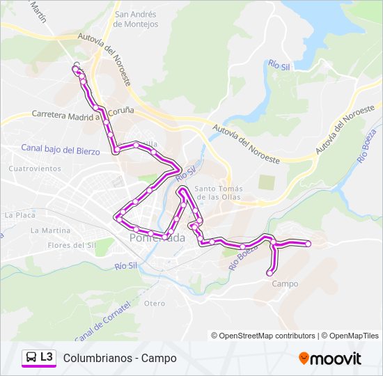 Mapa de L3 de autobús