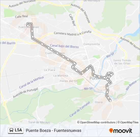Mapa de L5A de autobús