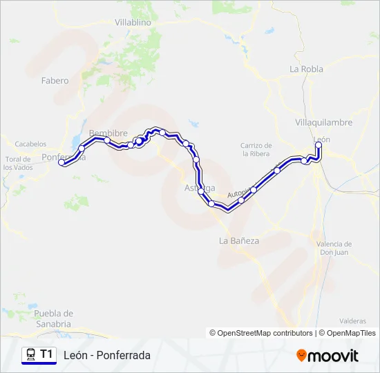 T1 Train Line Map