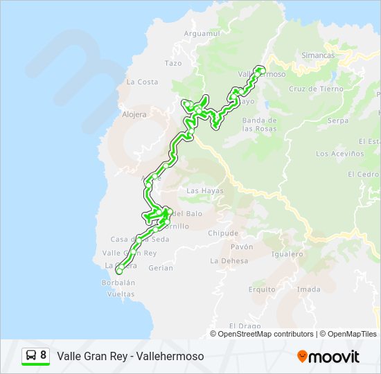 Mapa de 8 de autobús