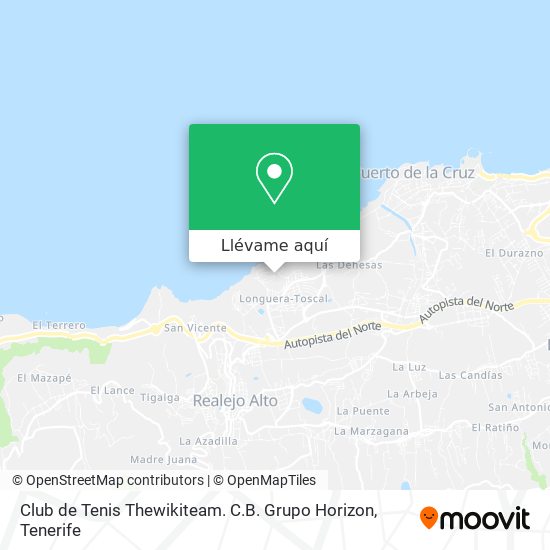 Mapa Club de Tenis Thewikiteam. C.B. Grupo Horizon