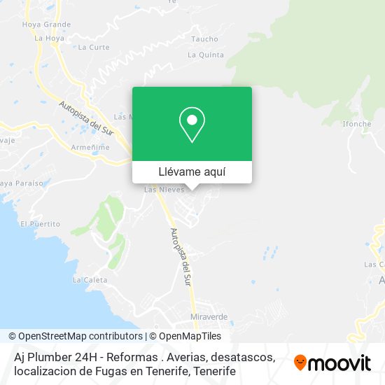 Mapa Aj Plumber 24H - Reformas . Averias, desatascos, localizacion de Fugas en Tenerife