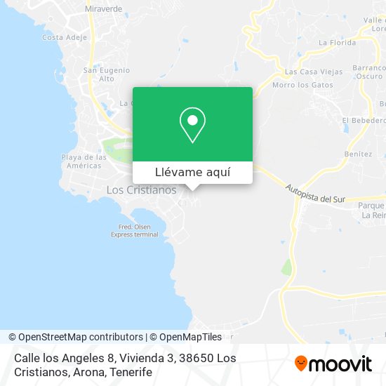 Mapa Calle los Angeles 8, Vivienda 3, 38650 Los Cristianos, Arona