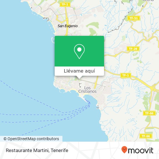 Mapa Restaurante Martini, Avenida Santiago Puig 38650 Los Cristianos Arona