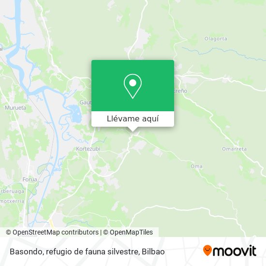 Mapa Basondo, refugio de fauna silvestre