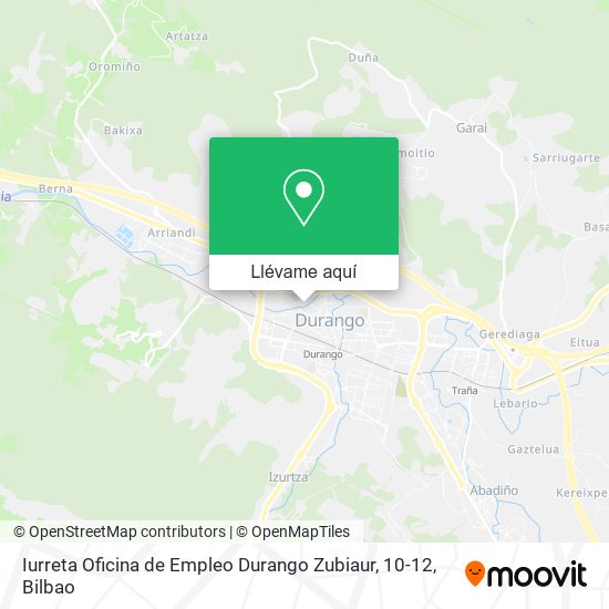 Mapa Iurreta Oficina de Empleo Durango Zubiaur, 10-12