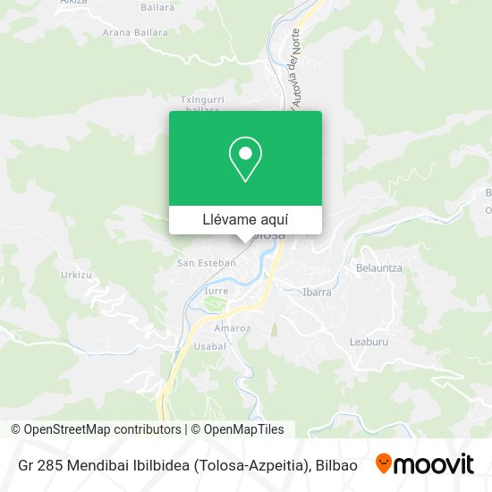 Mapa Gr 285 Mendibai Ibilbidea (Tolosa-Azpeitia)
