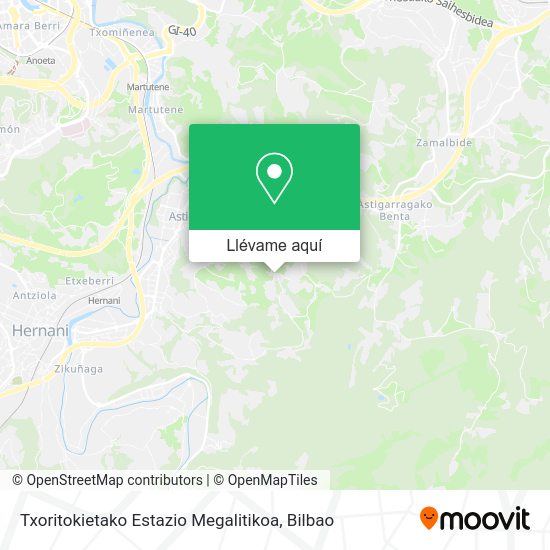 Mapa Txoritokietako Estazio Megalitikoa