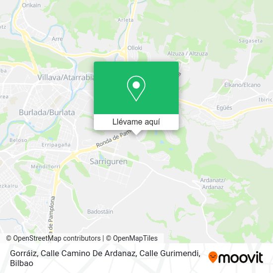 Mapa Gorráiz, Calle Camino De Ardanaz, Calle Gurimendi