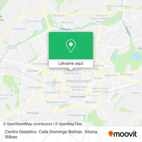 Mapa Centro Dietetico. Calle Domingo Beltrán. Vitoria