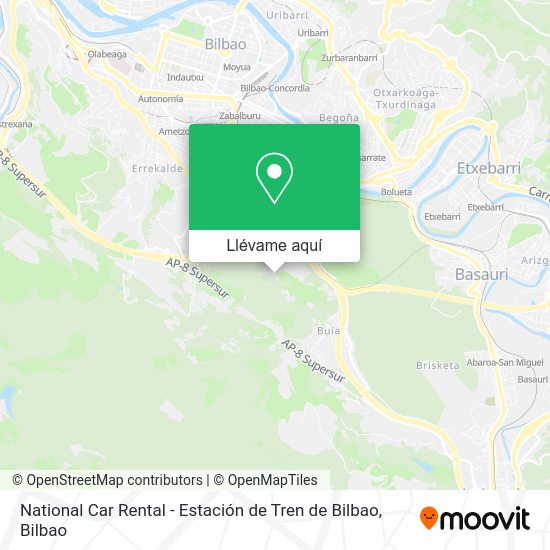 Mapa National Car Rental - Estación de Tren de Bilbao
