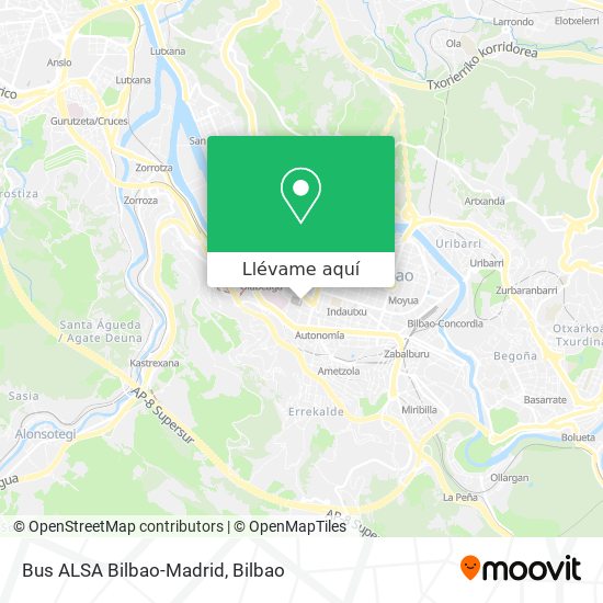 Mapa Bus ALSA Bilbao-Madrid