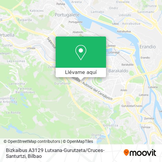 Mapa Bizkaibus A3129 Lutxana-Gurutzeta / Cruces-Santurtzi