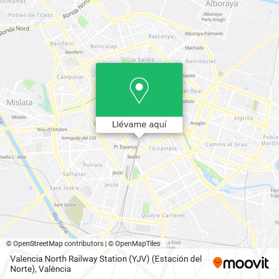 Mapa Valencia North Railway Station (YJV) (Estación del Norte)