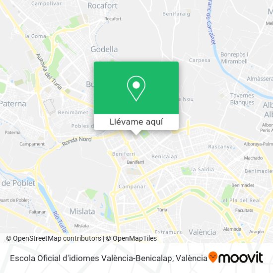 Mapa Escola Oficial d'idiomes València-Benicalap