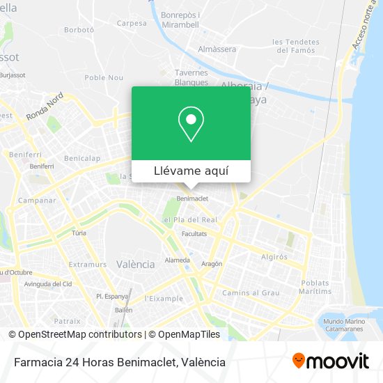 Mapa Farmacia 24 Horas Benimaclet