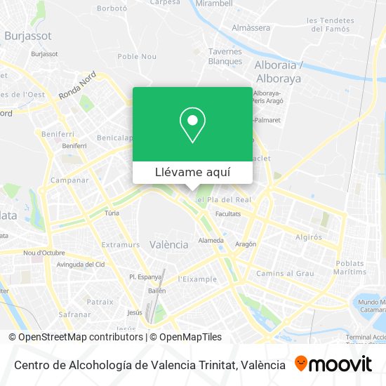Mapa Centro de Alcohología de Valencia Trinitat