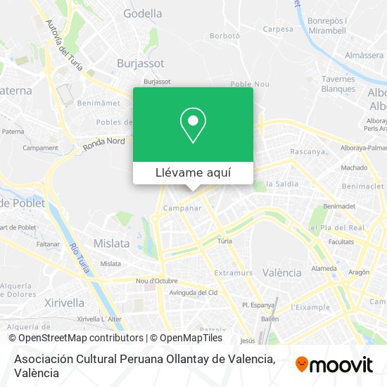 Mapa Asociación Cultural Peruana Ollantay de Valencia