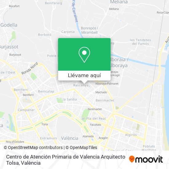Mapa Centro de Atención Primaria de Valencia Arquitecto Tolsa