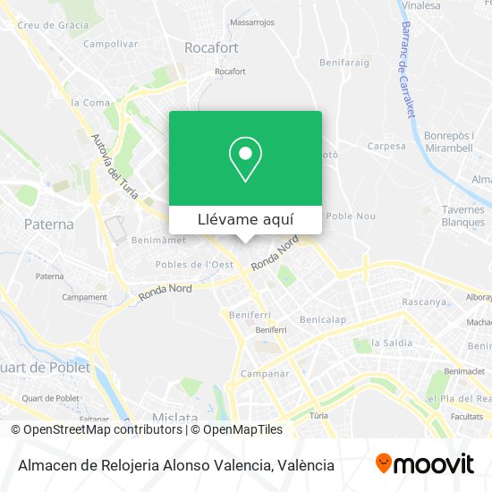 Mapa Almacen de Relojeria Alonso Valencia