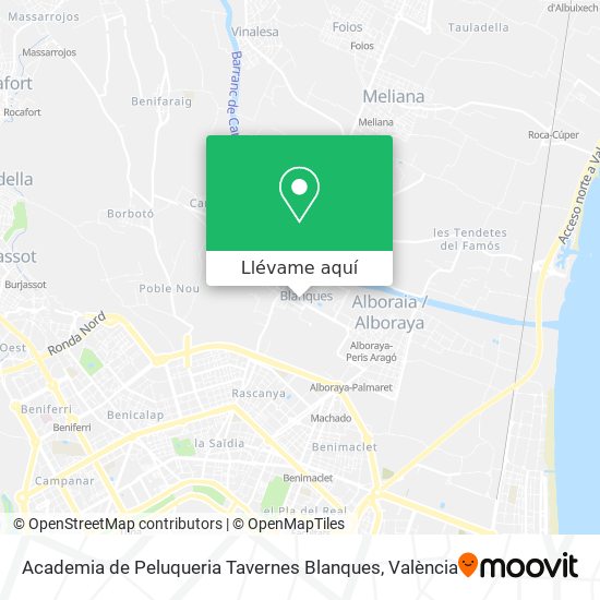 Mapa Academia de Peluqueria Tavernes Blanques