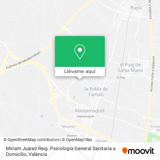 Mapa Miriam Juárez Reig. Psicología General Sanitaria a Domicilio