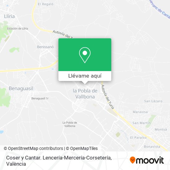 Mapa Coser y Cantar. Lencería-Mercería-Corsetería