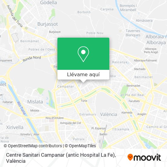 Mapa Centre Sanitari Campanar (antic Hospital La Fe)