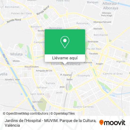 Mapa Jardins de l'Hospital - MUVIM. Parque de la Cultura