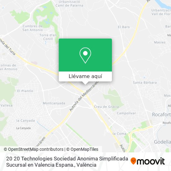 Mapa 20 20 Technologies Sociedad Anonima Simplificada Sucursal en Valencia Espana.