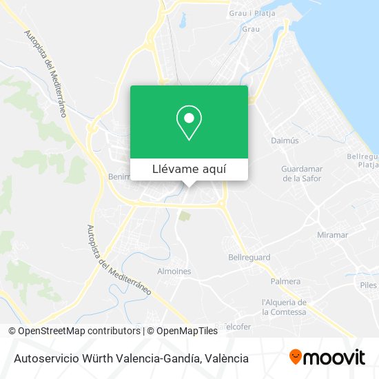 Mapa Autoservicio Würth Valencia-Gandía