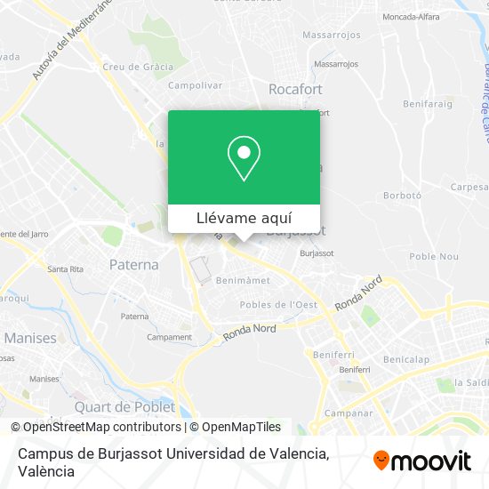 Mapa Campus de Burjassot Universidad de Valencia