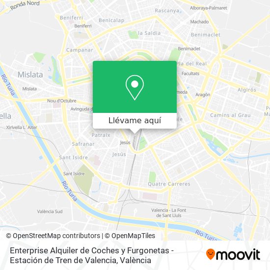 Mapa Enterprise Alquiler de Coches y Furgonetas - Estación de Tren de Valencia