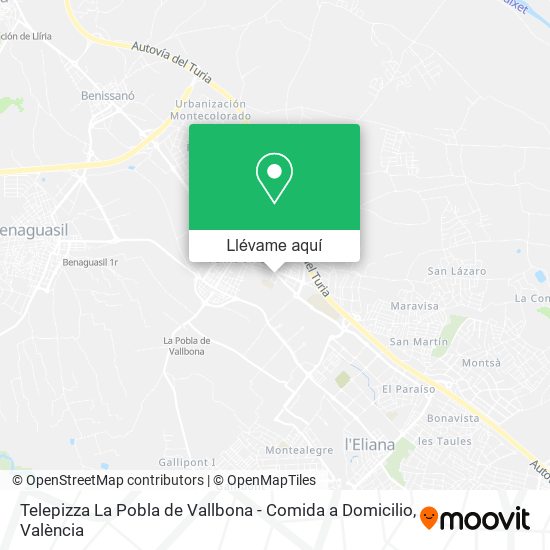 Mapa Telepizza La Pobla de Vallbona - Comida a Domicilio