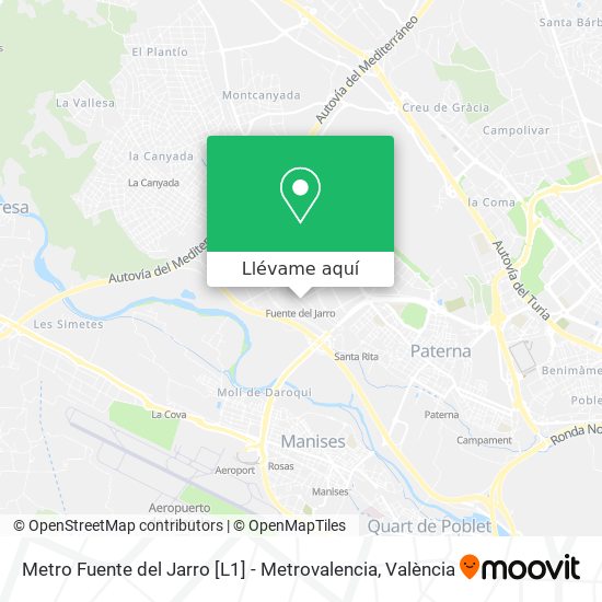 Mapa Metro Fuente del Jarro [L1] - Metrovalencia