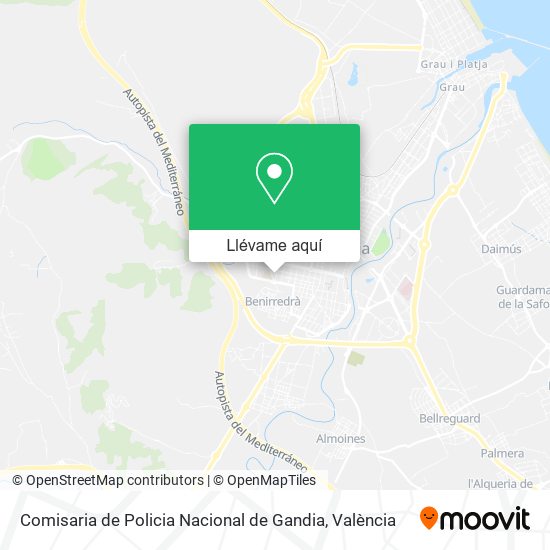Mapa Comisaria de Policia Nacional de Gandia