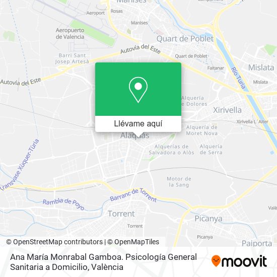 Mapa Ana María Monrabal Gamboa. Psicología General Sanitaria a Domicilio