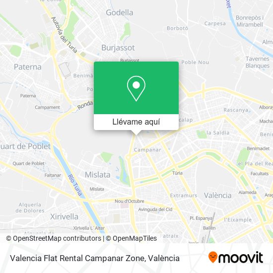 Mapa Valencia Flat Rental Campanar Zone