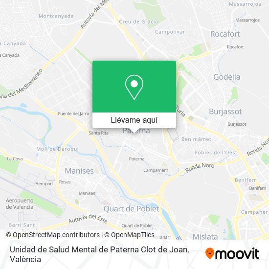 Mapa Unidad de Salud Mental de Paterna Clot de Joan