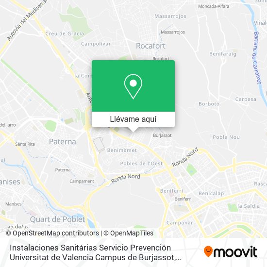 Mapa Instalaciones Sanitárias Servicio Prevención Universitat de Valencia Campus de Burjassot