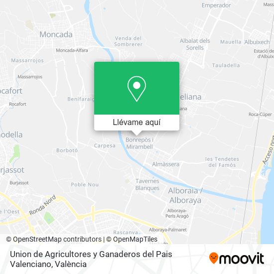 Mapa Union de Agricultores y Ganaderos del Pais Valenciano