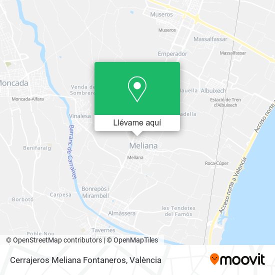 Mapa Cerrajeros Meliana Fontaneros