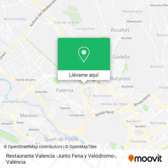 Mapa Restaurante Valencia -Junto Feria y Velódromo-