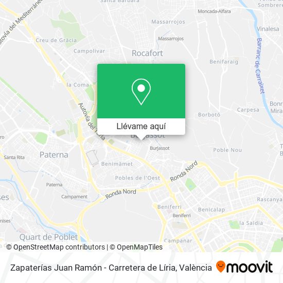 Mapa Zapaterías Juan Ramón - Carretera de Líria