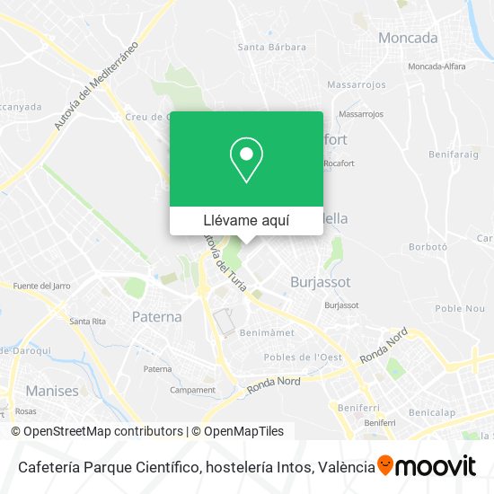 Mapa Cafetería Parque Científico, hostelería Intos