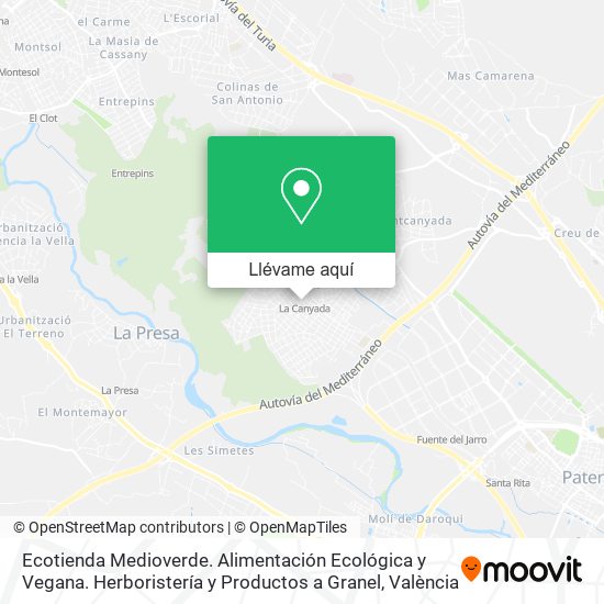 Mapa Ecotienda Medioverde. Alimentación Ecológica y Vegana. Herboristería y Productos a Granel