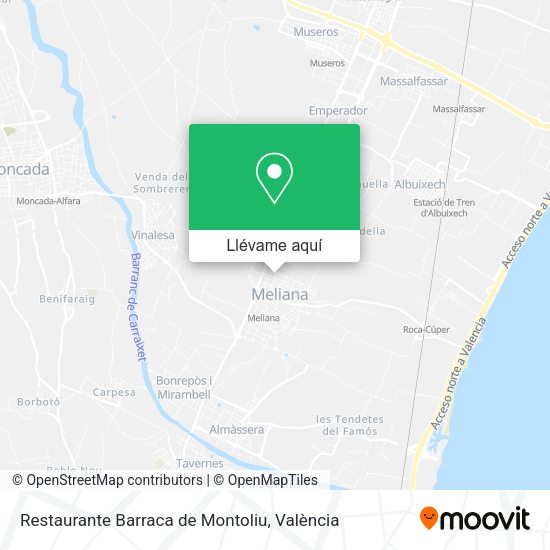 Mapa Restaurante Barraca de Montoliu