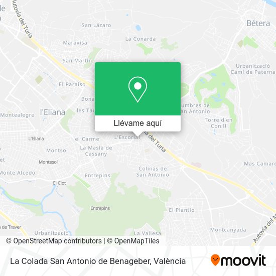 Mapa La Colada San Antonio de Benageber