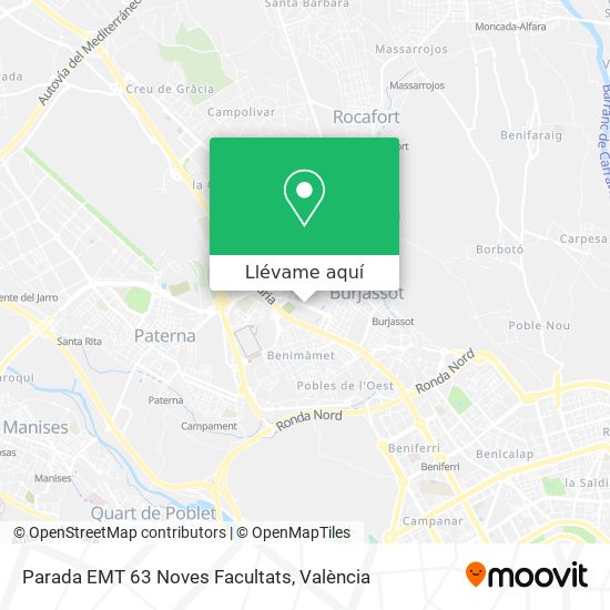 Mapa Parada EMT 63 Noves Facultats